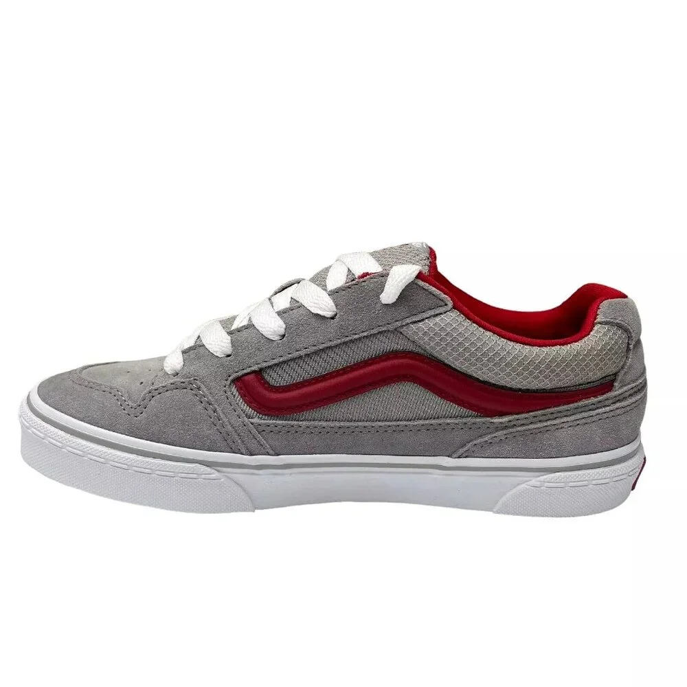 Vans Caldrone Youth Boy's Suede Sneakers Size‎ 5 Gray-Red Classic Stylish Shoes